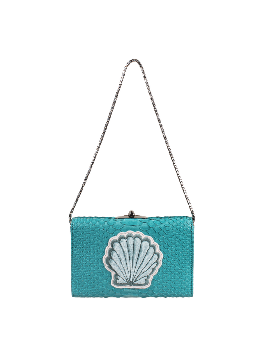 PYTHON TURQUOISE ET PATCH COQUILLAGE