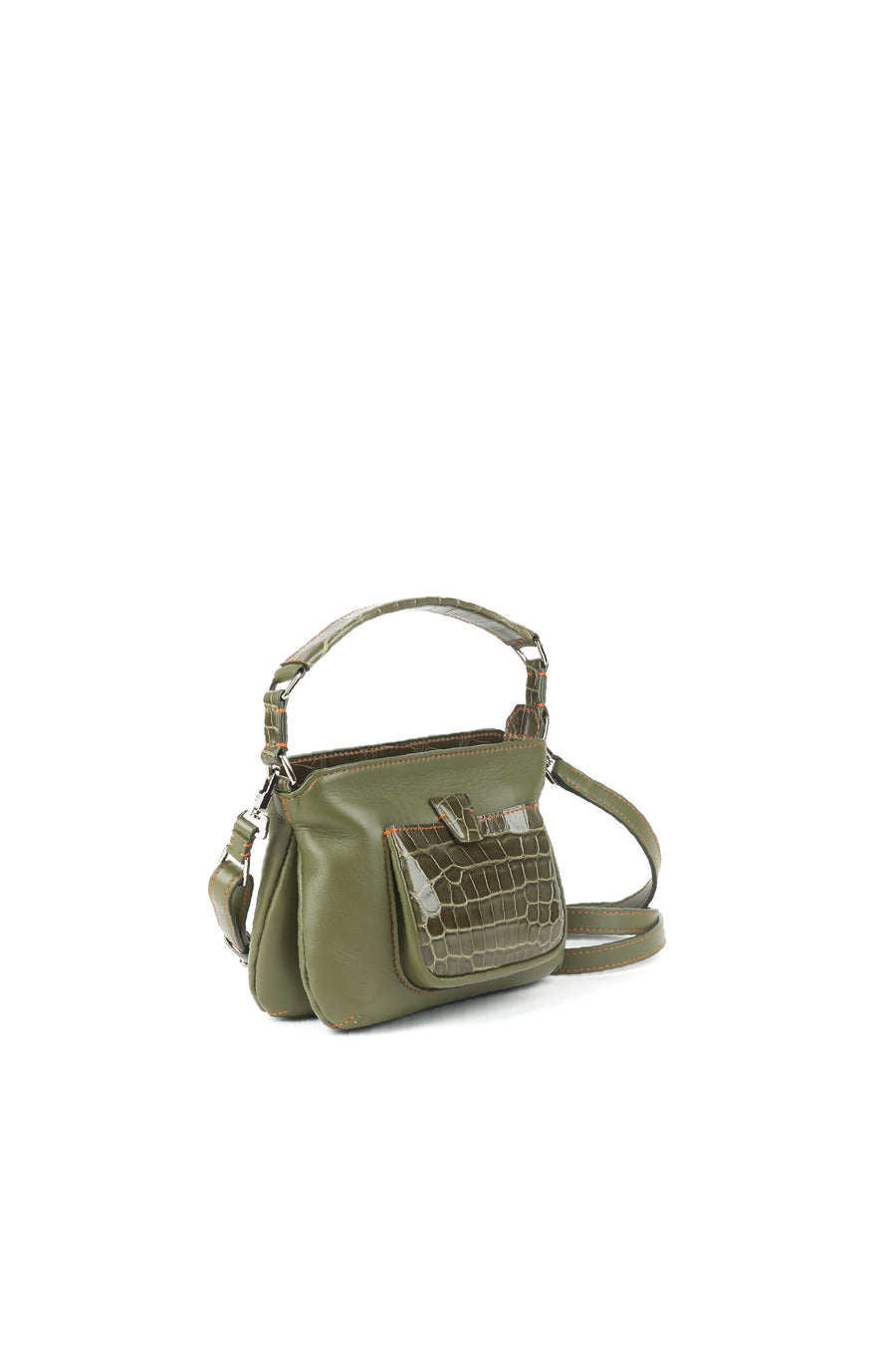 LESLIE 18 - VEAU CROCODILE VERT KAKI