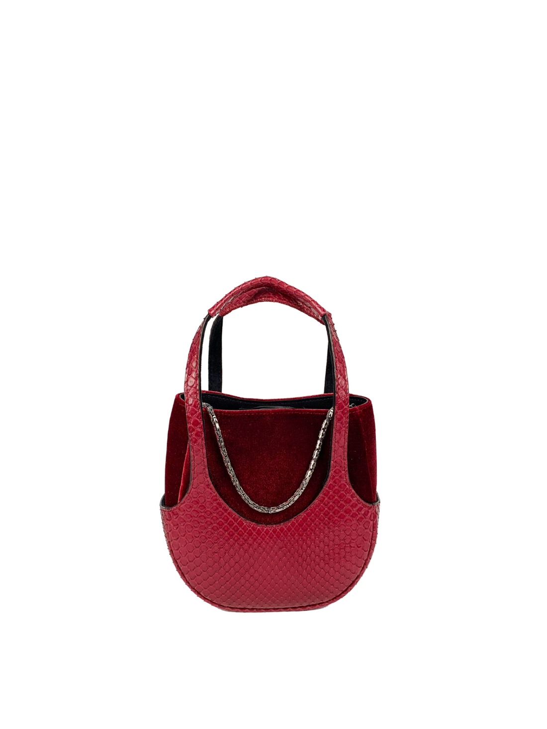 EJIAH 17 DUETTO - PYTHON ET VELOURS BORDEAUX