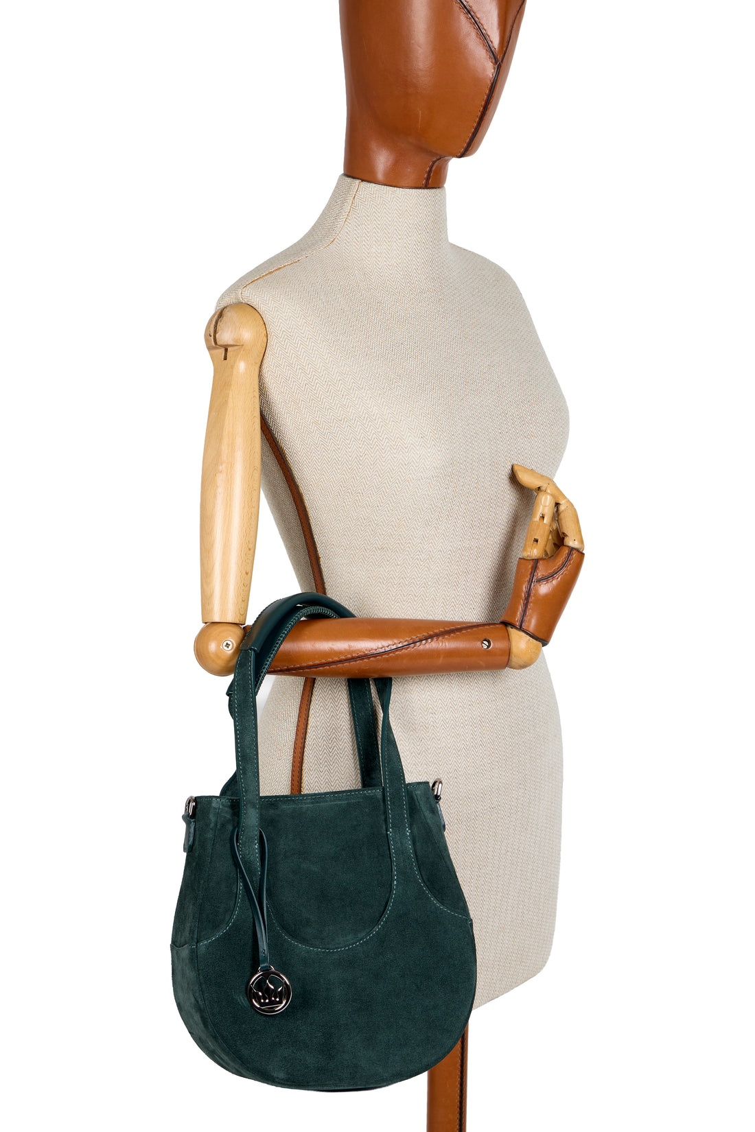 EJIAH 25 - SUEDE VERT IMPERIAL AVEC DETAILS EN VEAU