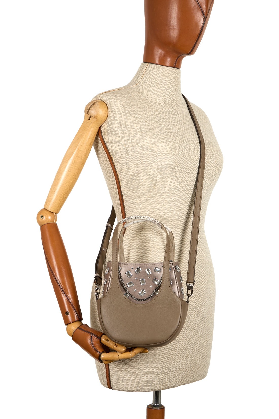 EJIAH 17 DUETTO - SATIN CRISTAUX ET VEAU TAUPE