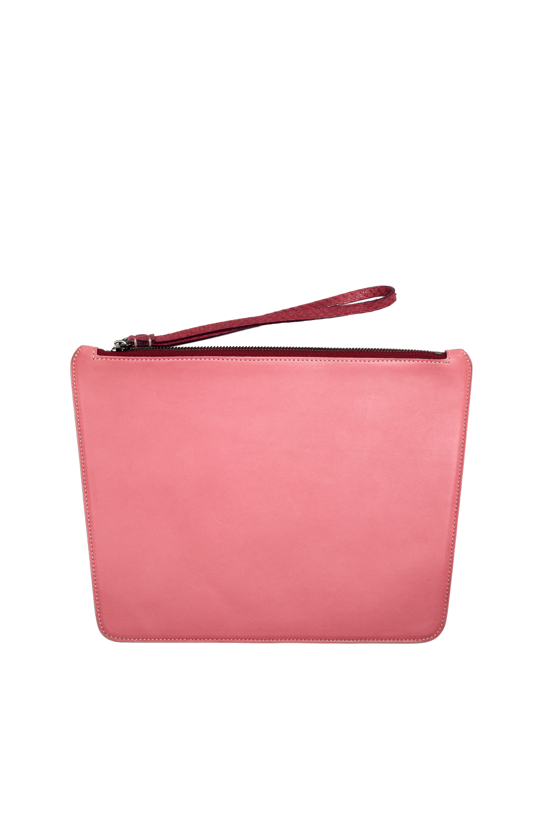 POCHETTE TRAPÈZE 29 - VEAU BICOLORE BLANC CASSÉ ET ROSE