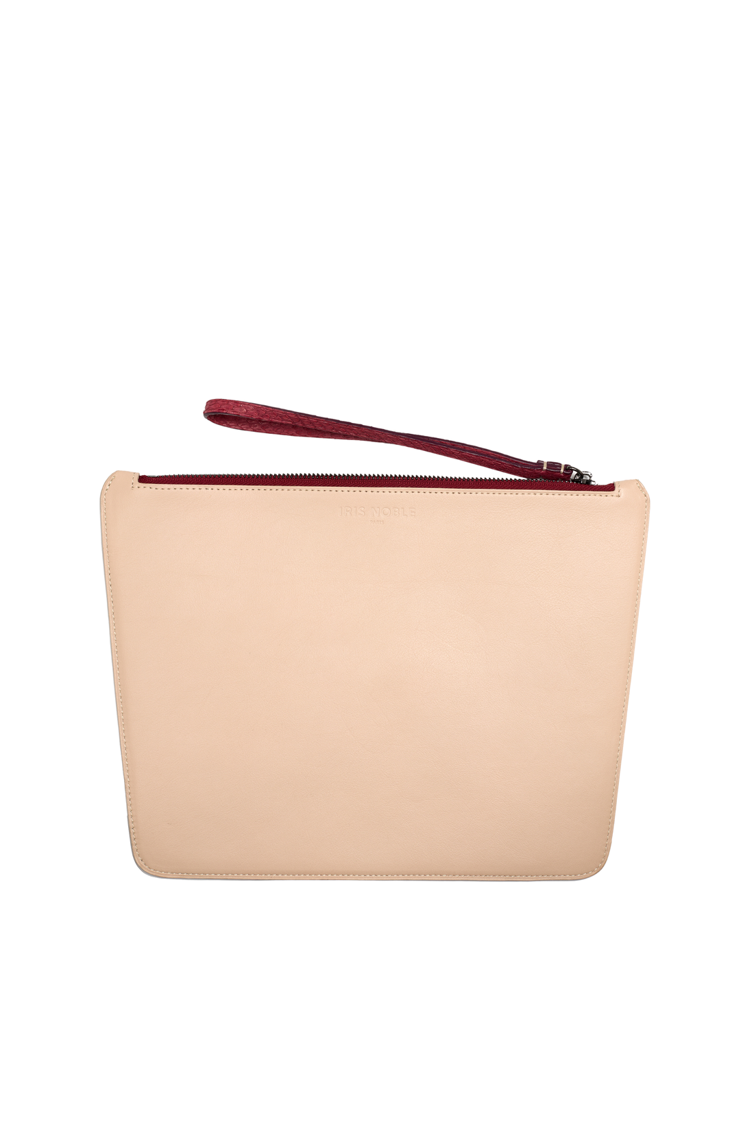 POCHETTE TRAPÈZE 29 - VEAU BICOLORE BLANC CASSÉ ET ROSE