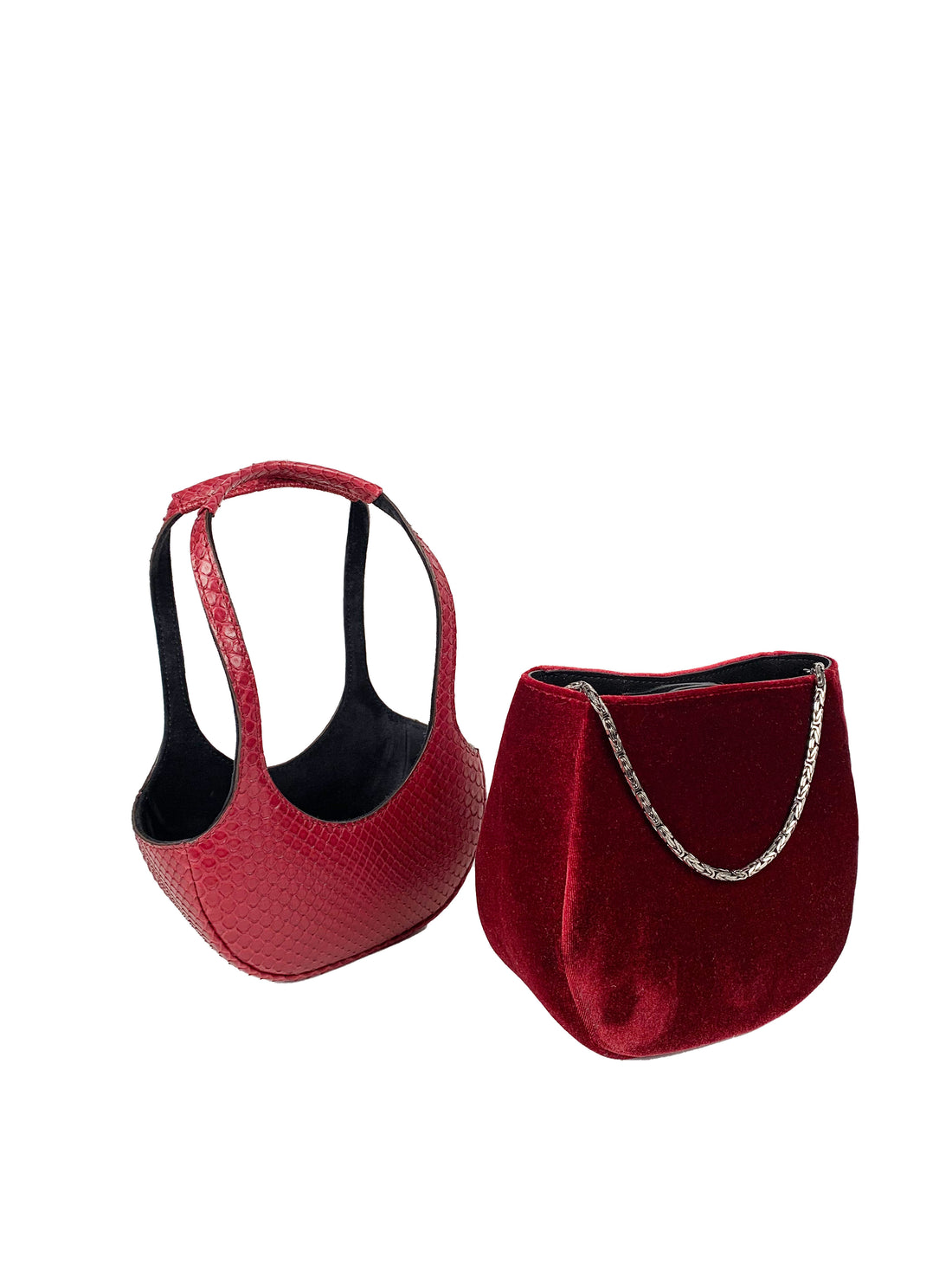 EJIAH 17 DUETTO - PYTHON ET VELOURS BORDEAUX