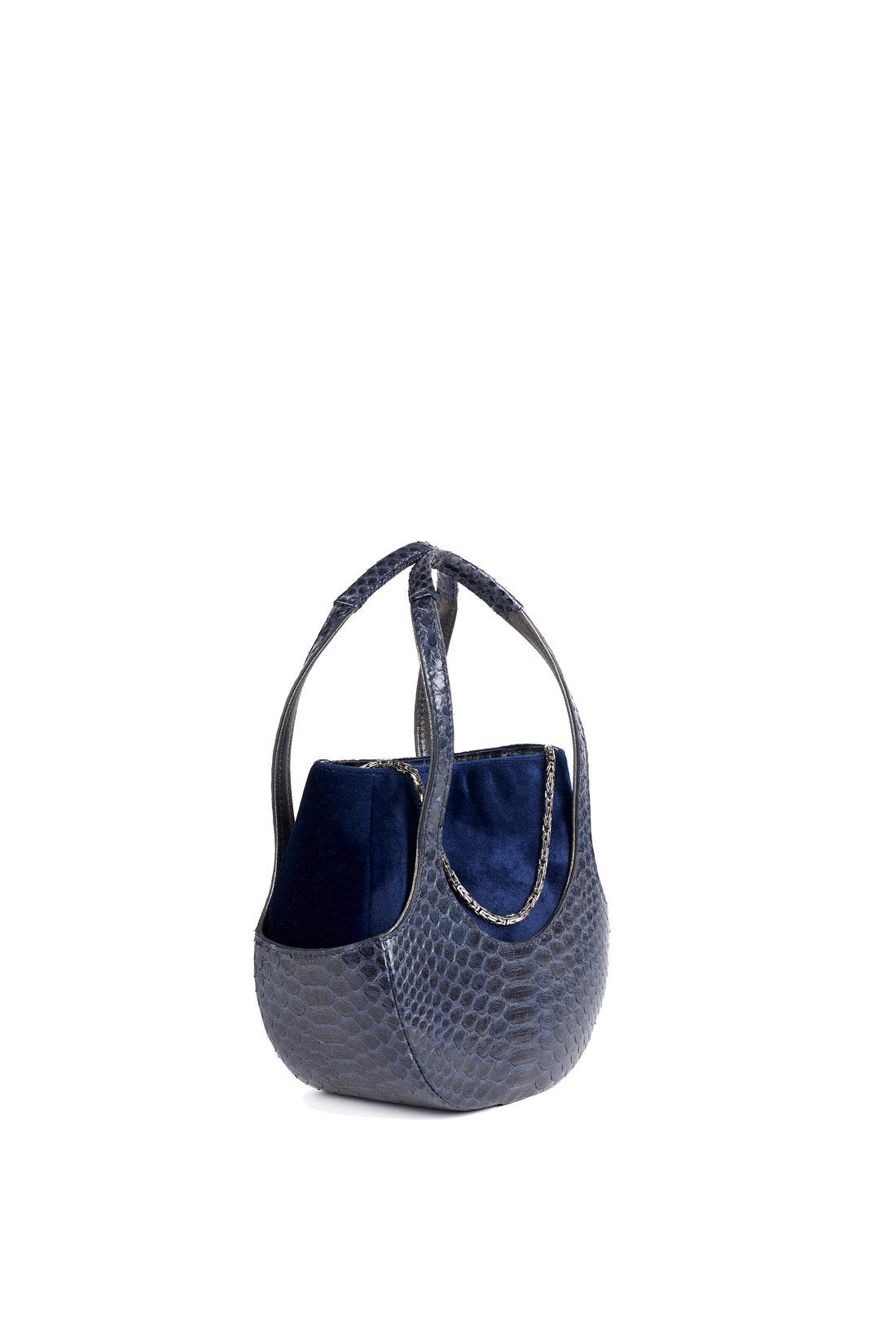 EJIAH 17 DUETTO - PYTHON VELOURS BLEU MARINE