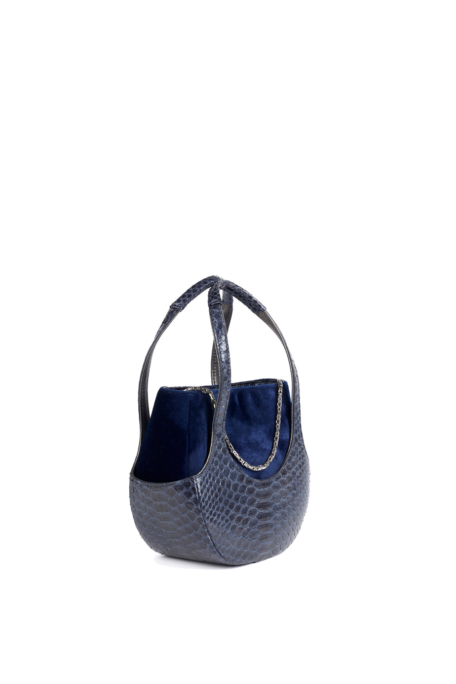 EJIAH 17 DUETTO - PYTHON VELOURS BLEU MARINE