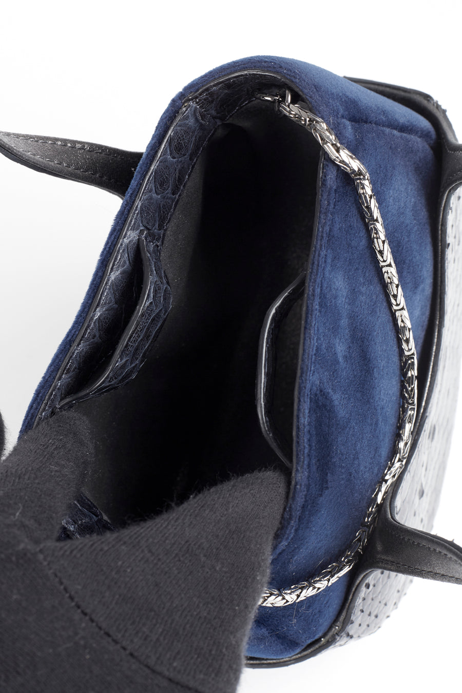 EJIAH 17 DUETTO - PYTHON VELOURS BLEU MARINE