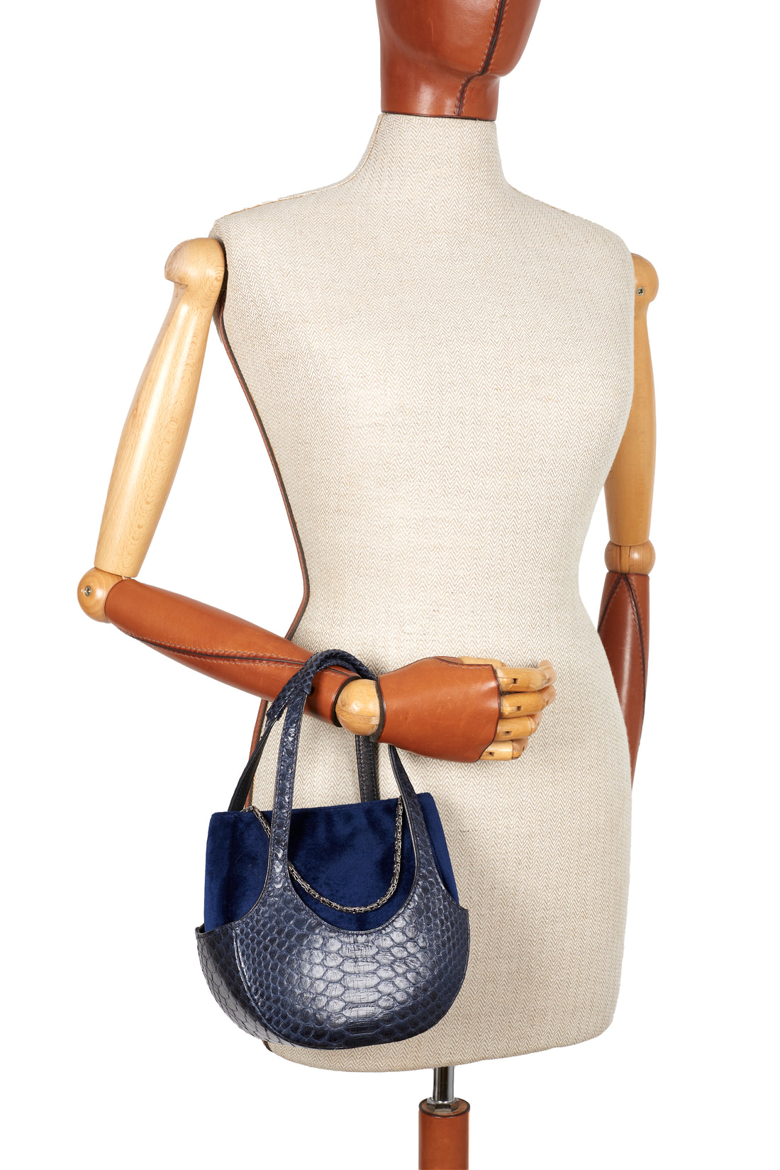EJIAH 17 DUETTO - PYTHON VELOURS BLEU MARINE