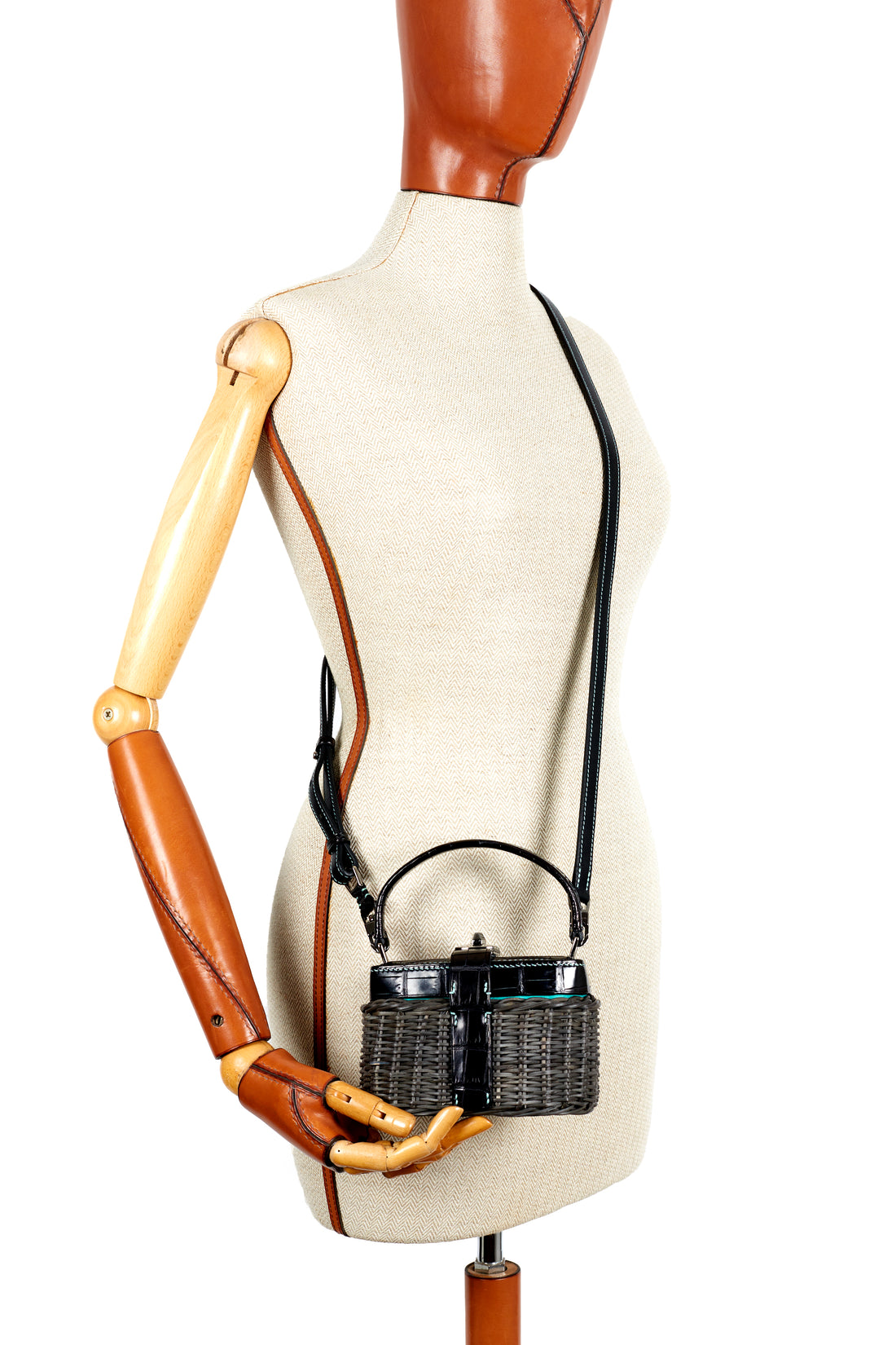 IVY 14 MINI - OSIER ET CROCODILE NOIR