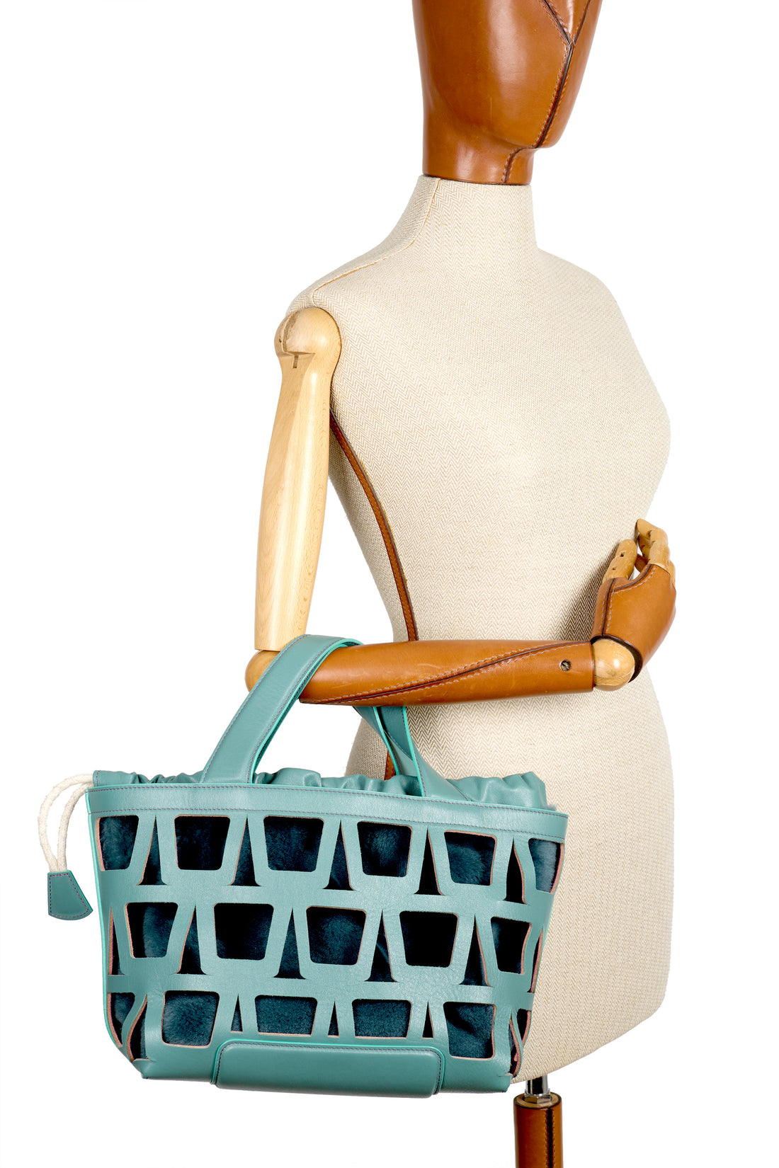 KAYLA TOTE 33 - VEAU ET SHEARLING CELADON