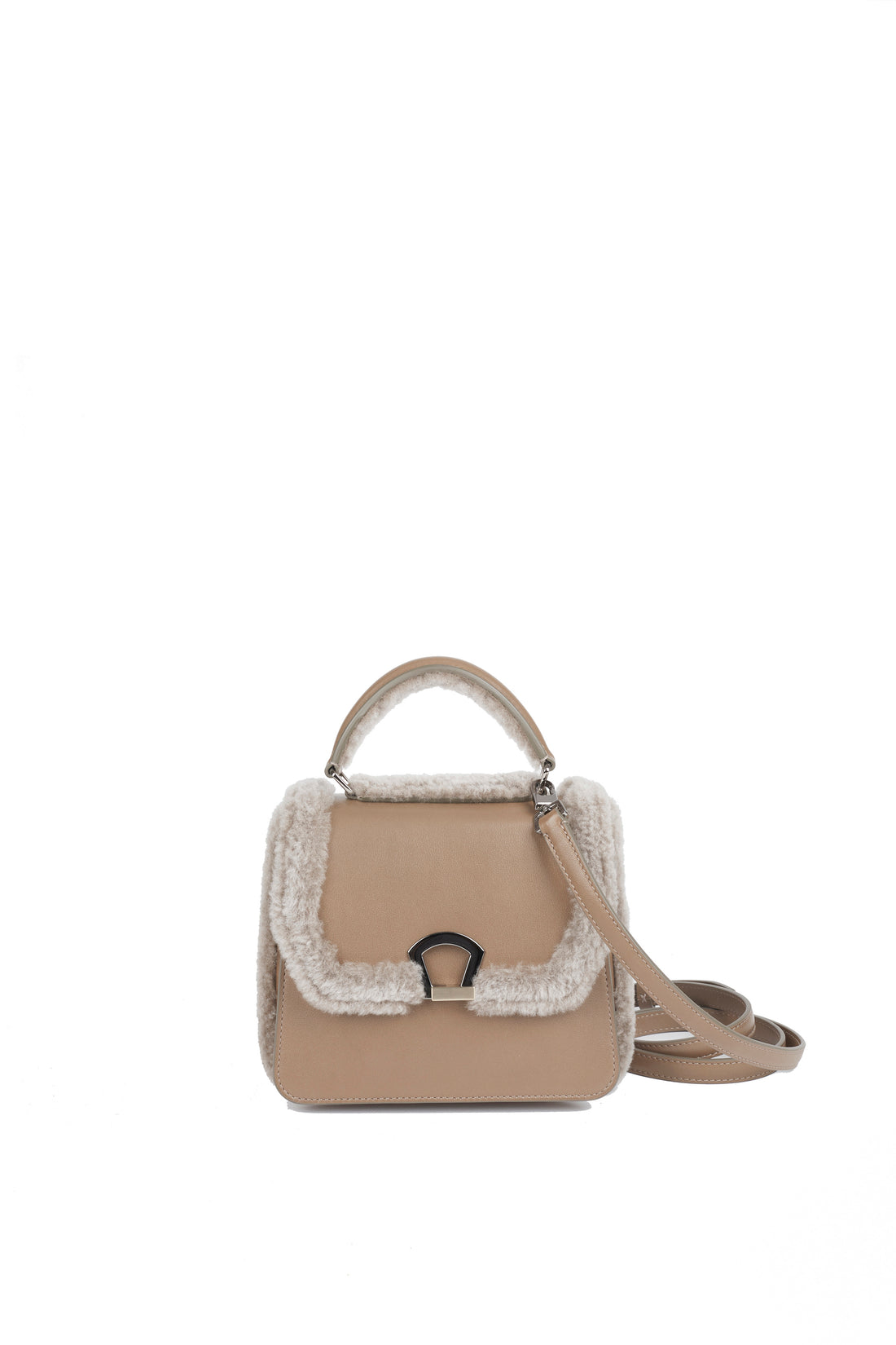 IRIS 18 - GREY SHEARLING AND TOBACCO CALF