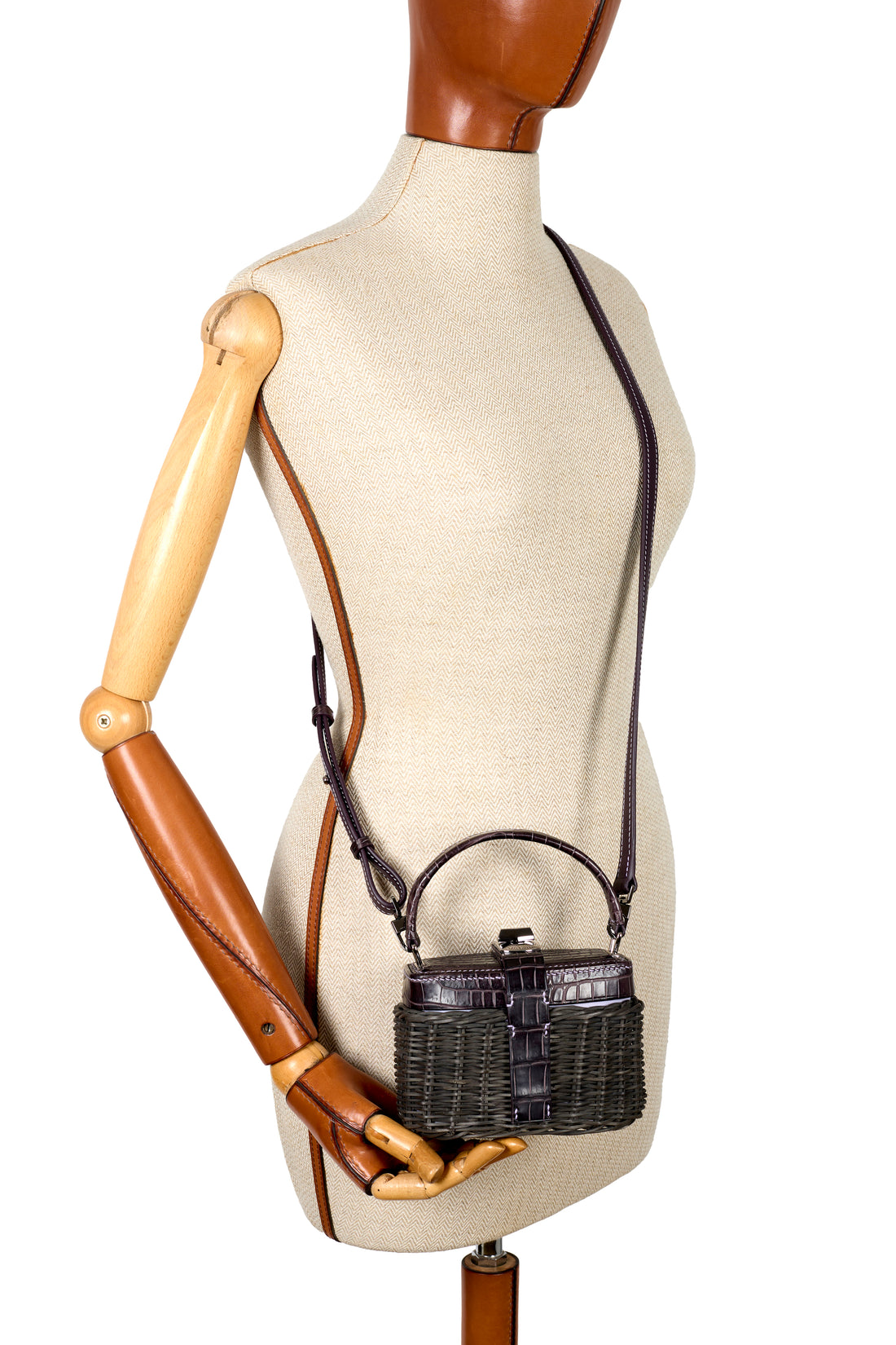 IVY 14 MINI - OSIER NOIR ET CROCODILE TANZANITE