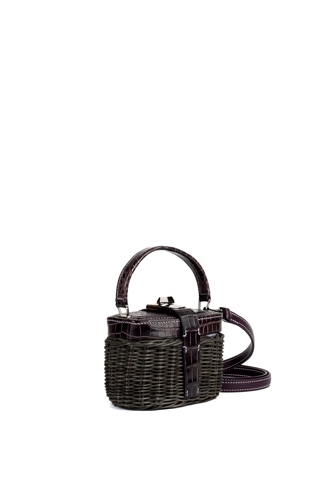 IVY 14 MINI - OSIER NOIR ET CROCODILE TANZANITE