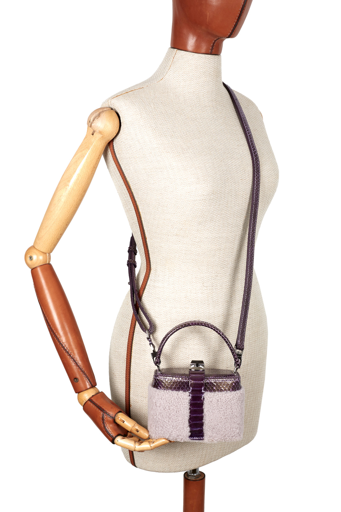 IVY 14 MINI - SHEARLING LAVANDE ET PYTHON AMETHYSTE