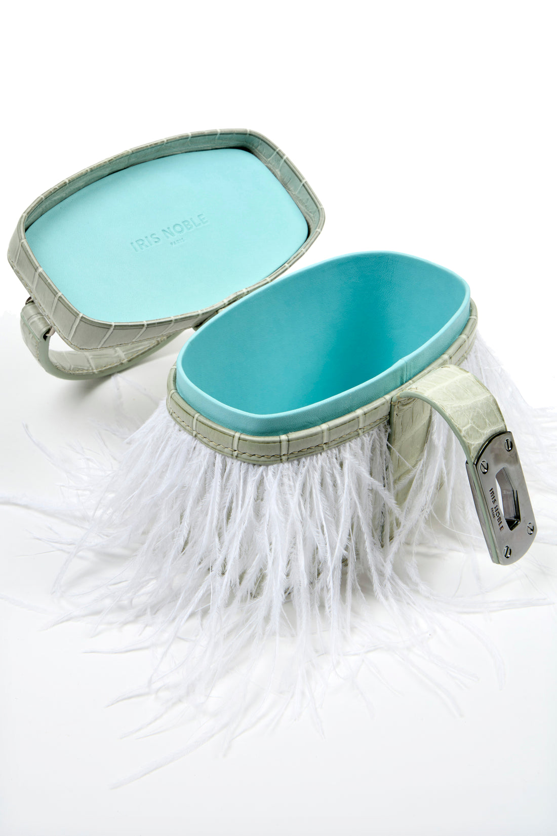 IVY 14 MINI - CROCODILE BRUME ET PLUMES BLANC