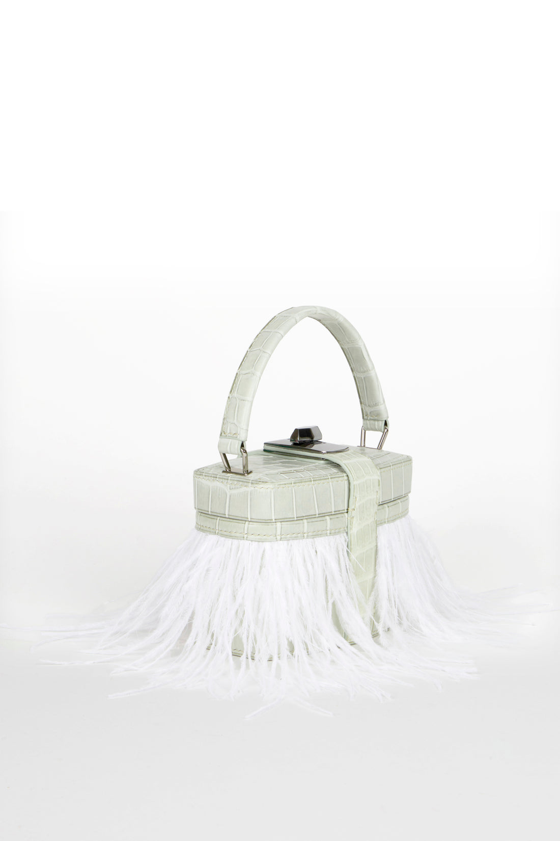 IVY 14 MINI - CROCODILE BRUME ET PLUMES BLANC
