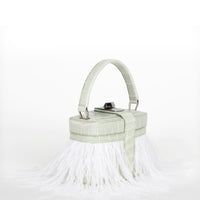 IVY 14 MINI - CROCODILE BRUME ET PLUMES BLANC