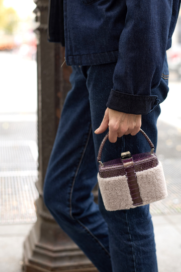IVY 14 MINI - SHEARLING LAVANDE ET PYTHON AMETHYSTE