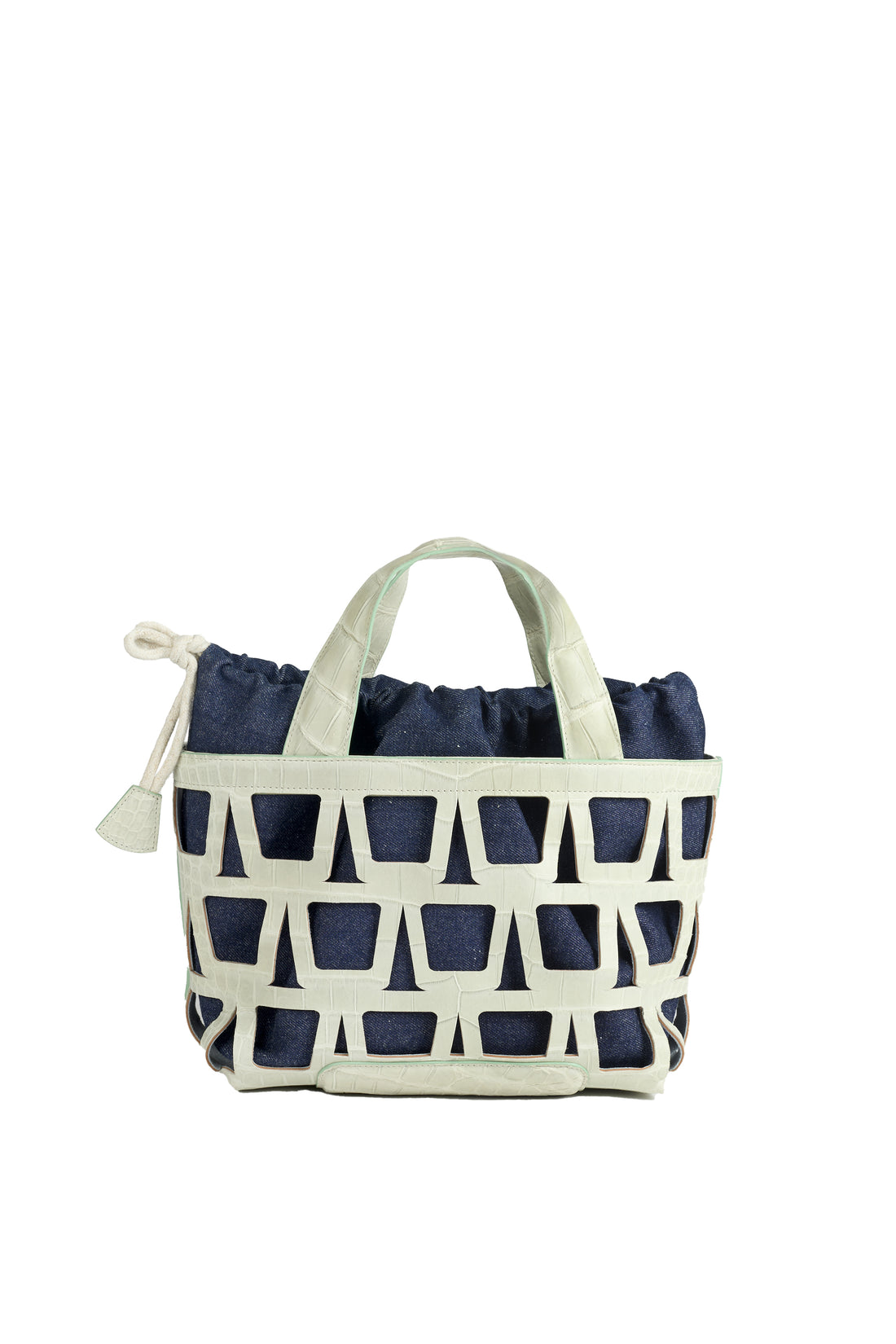 KAYLA TOTE 33 - CROCODILE BLANC DE ROI & DENIM