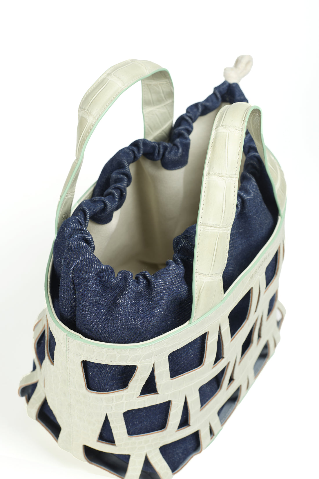 KAYLA TOTE 33 - CROCODILE BLANC DE ROI & DENIM
