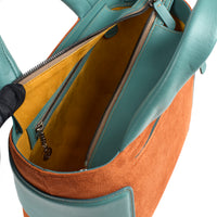 KAYLA 26 - SUEDE COGNAC ET VEAU CELADON
