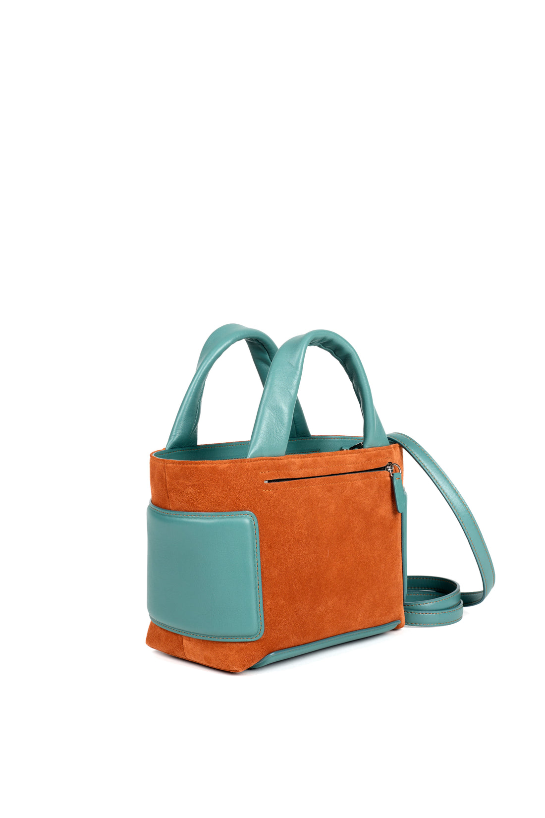 KAYLA 26 - SUEDE COGNAC ET VEAU CELADON