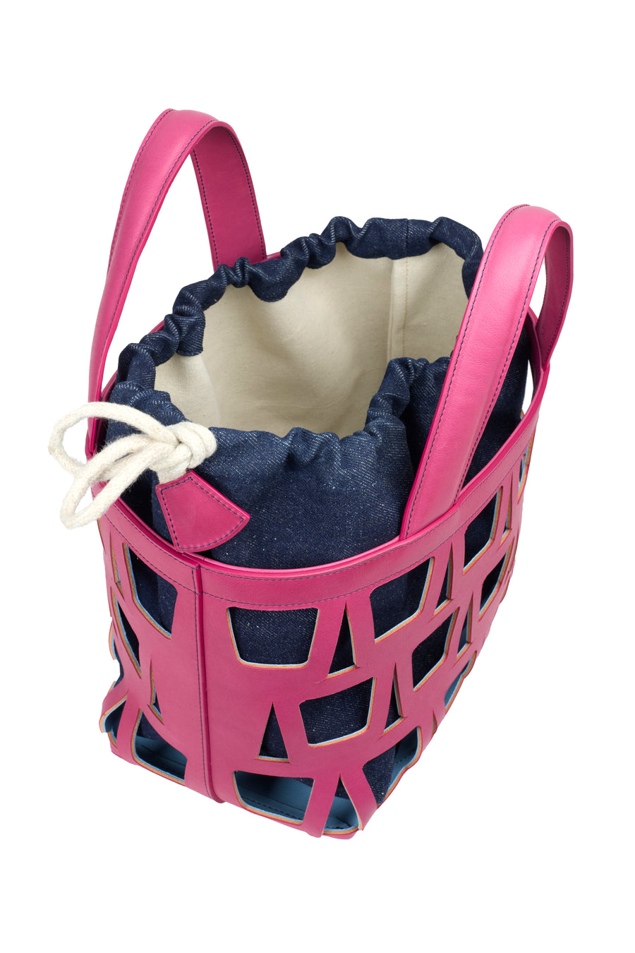 KAYLA TOTE 33 - VEAU GROSEILLE & DENIM