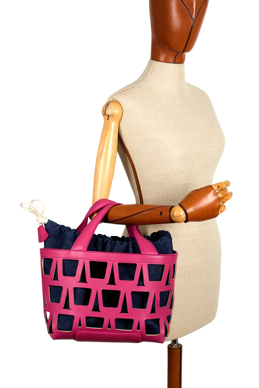 KAYLA TOTE 33 - VEAU GROSEILLE & DENIM