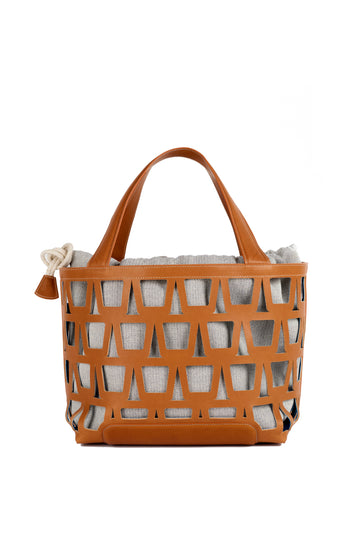 KAYLA TOTE 43 - VEAU BARENIA ET TOILE ECRU