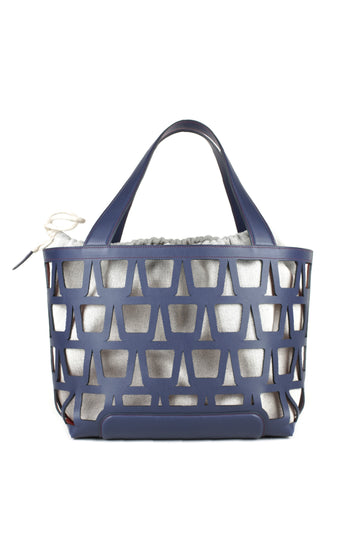 KAYLA TOTE 43 - VEAU ET TOILE MARINE