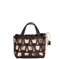 KAYLA TOTE 33 - VEAU CHOCOLAT ET TOILE ECRU