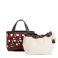 KAYLA TOTE 33 - VEAU CHOCOLAT ET TOILE ECRU