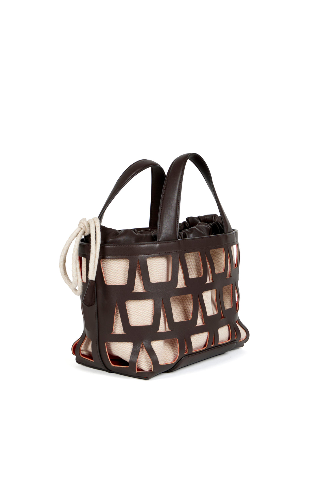 KAYLA TOTE 33 - VEAU CHOCOLAT ET TOILE ECRU