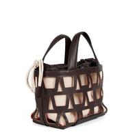 KAYLA TOTE 33 - VEAU CHOCOLAT ET TOILE ECRU