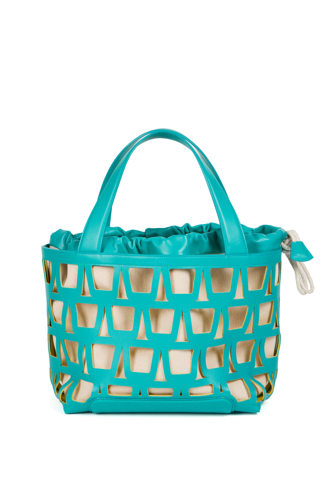 KAYLA TOTE 43 - VEAU - BLEU / TOILE - ÉCRU