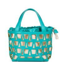 KAYLA TOTE 43 - VEAU - BLEU / TOILE - ÉCRU