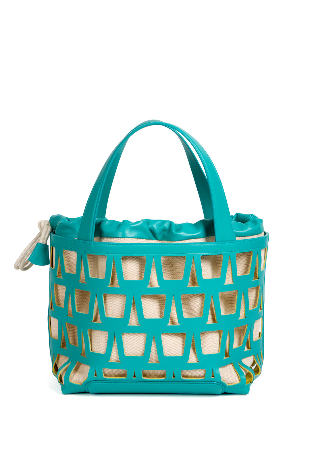 KAYLA TOTE 43 - VEAU - BLEU / TOILE - ÉCRU