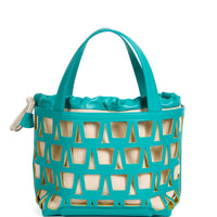 KAYLA TOTE 43 - VEAU - BLEU / TOILE - ÉCRU