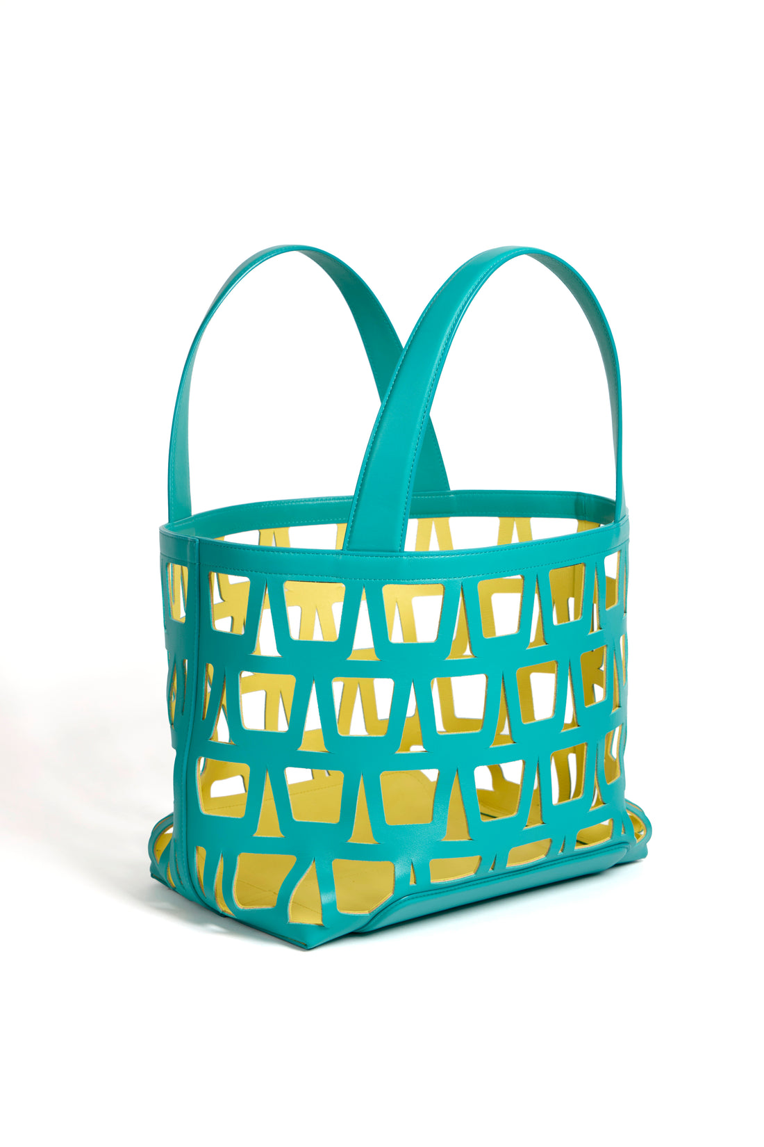 KAYLA TOTE 43 - VEAU - BLEU / TOILE - ÉCRU