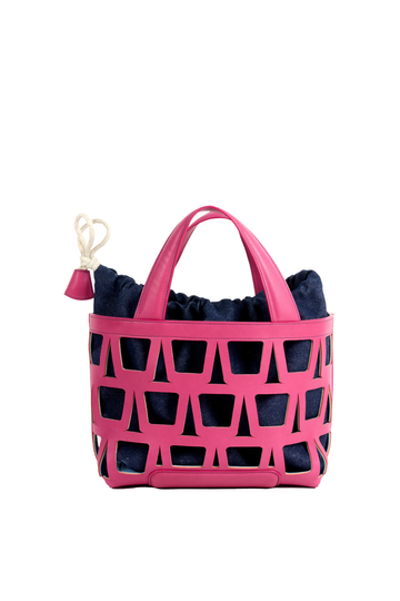 KAYLA TOTE 33 - VEAU GROSEILLE & DENIM