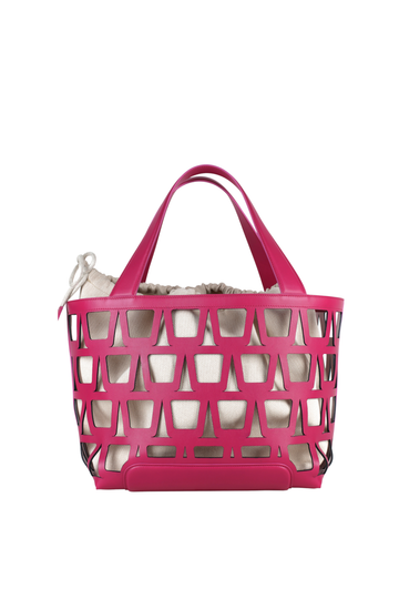 KAYLA TOTE 43 - VEAU ET TOILE FUCHSIA