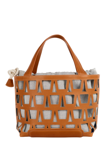 KAYLA TOTE 43 - VEAU BARENIA ET TOILE ECRU
