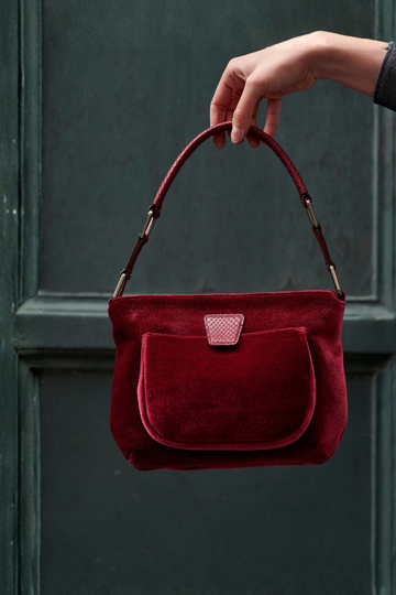 LESLIE 25 - VELOURS ET PYTHON BORDEAUX