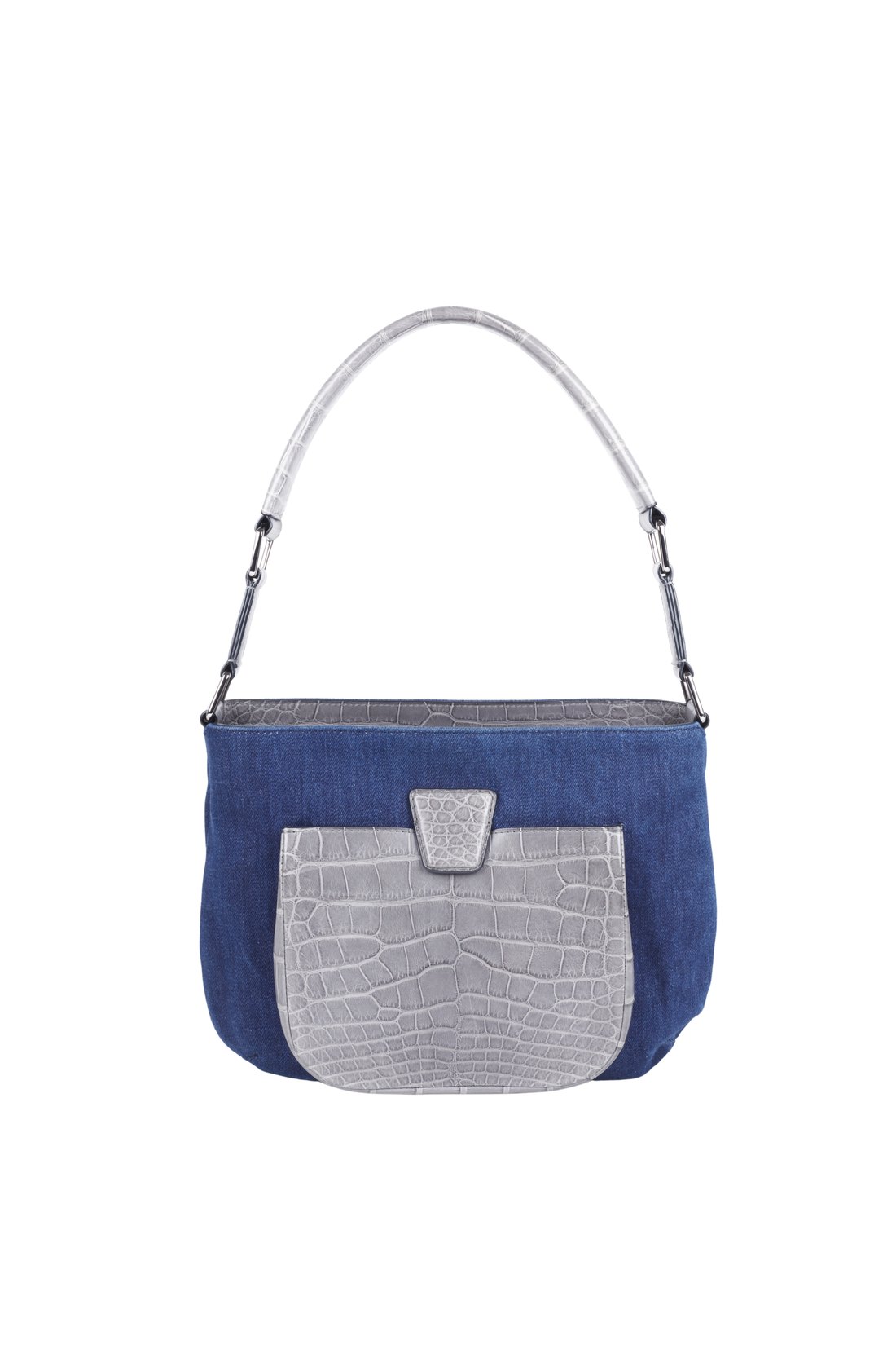 LESLIE 32 - DENIM ET CROCODILE GRIS PLOMB