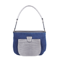 LESLIE 32 - DENIM ET CROCODILE GRIS PLOMB