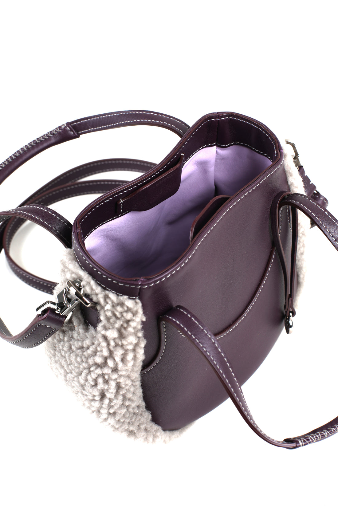 EJIAH 17 - VEAU PRUNE ET SHEARLING GRIS