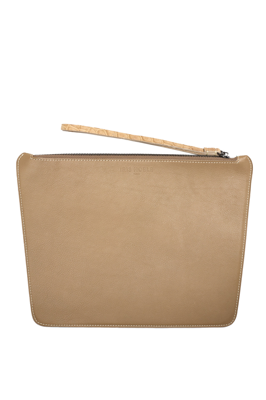 POCHETTE TRAPÈZE 29 - VEAU BLEU CLAIR ET BEIGE
