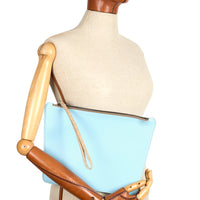 POCHETTE TRAPÈZE 29 - VEAU BLEU CLAIR ET BEIGE