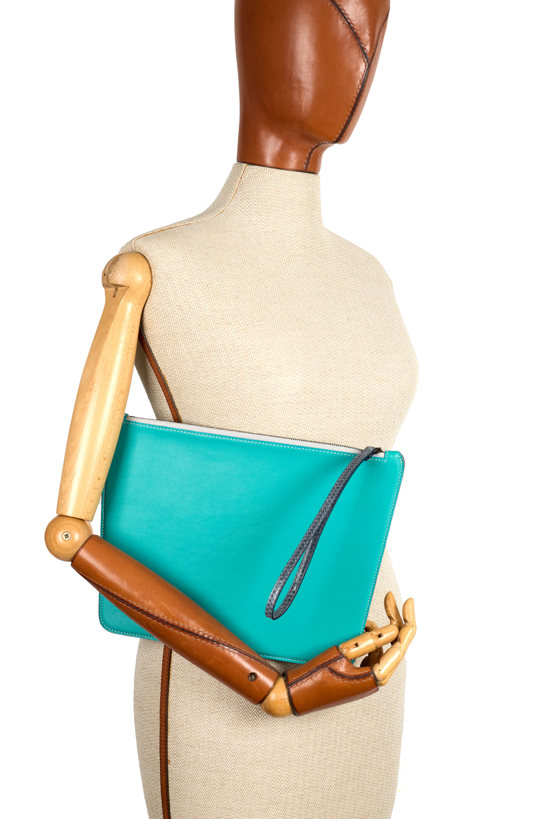 POCHETTE TRAPÈZE 29 - VEAU TURQUOISE