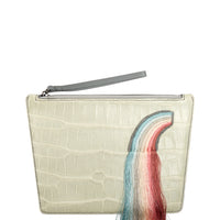 POCHETTE TRAPÈZE - CROCODILE VERT D'EAU PATCH ARC EN CIEL